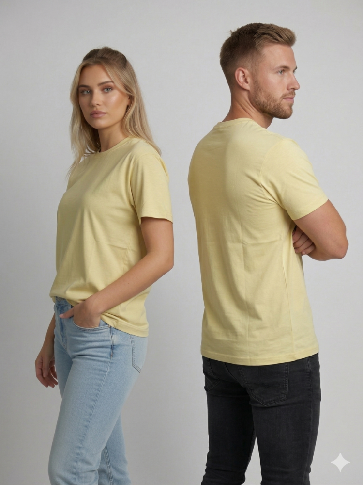 Premium Touch Unisex Sarı Basic Tişört