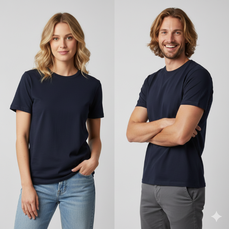 Premium Touch Unisex Koyu Lacivert Basic Tişört