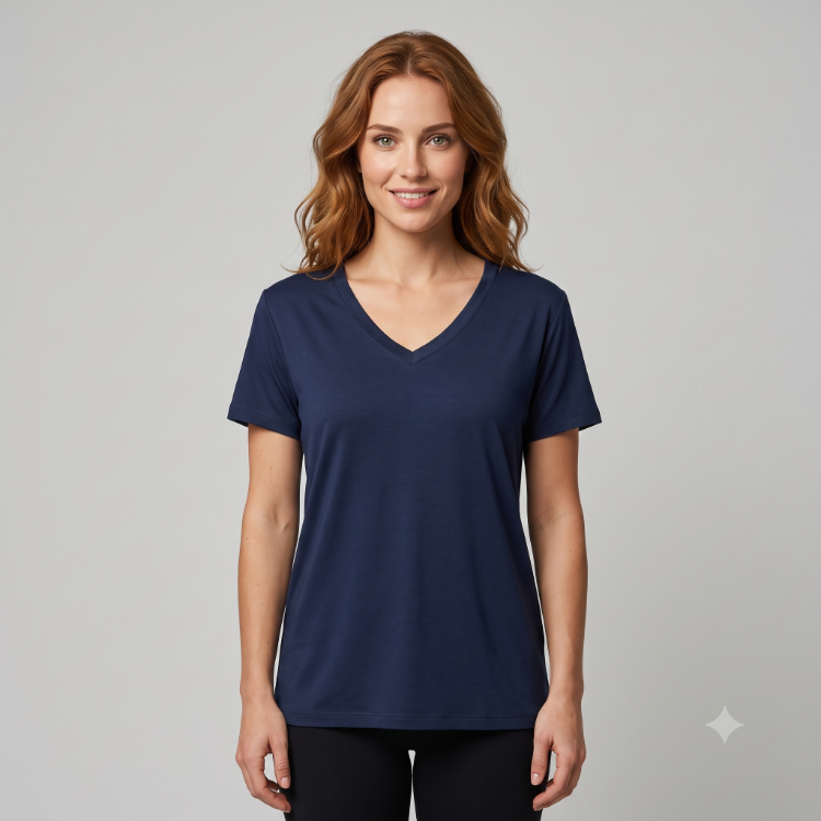 Premium Relax Fit V YakaTişört Lacivert