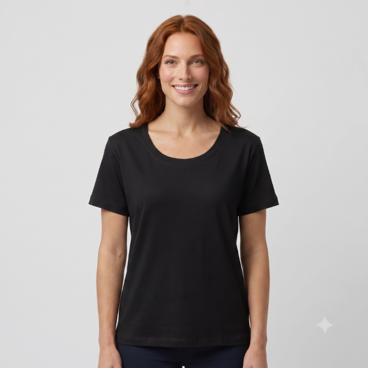 Premium Relax Fit Oval Yaka Tişört Siyah