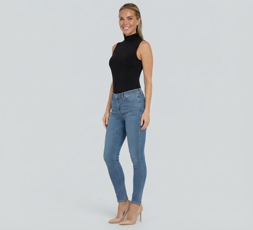 Premium Fit Dik Yaka Modal Kumaş Kolsuz Siyah Body