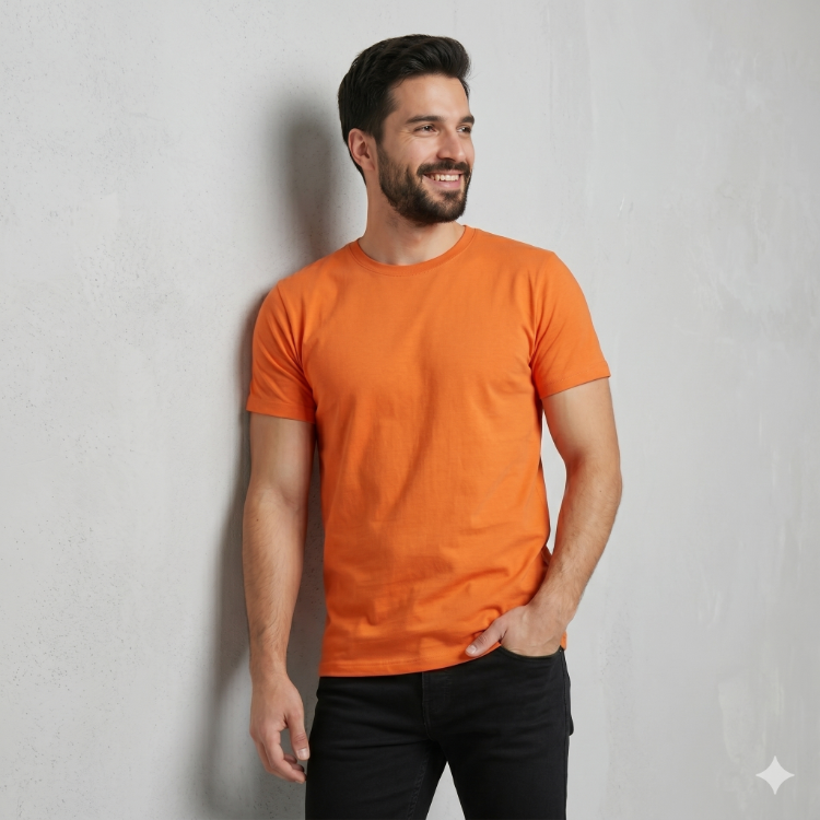 Premium Heavy Turuncu Erkek Basic Tişört