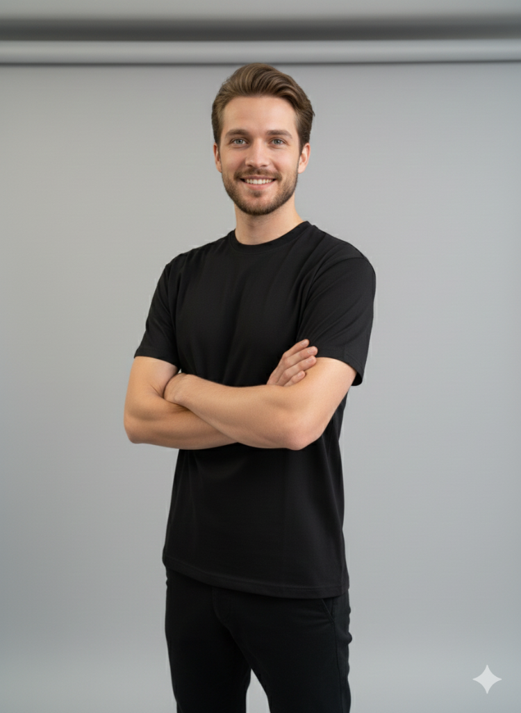 Premium Touch Unisex Siyah Basic Tişört