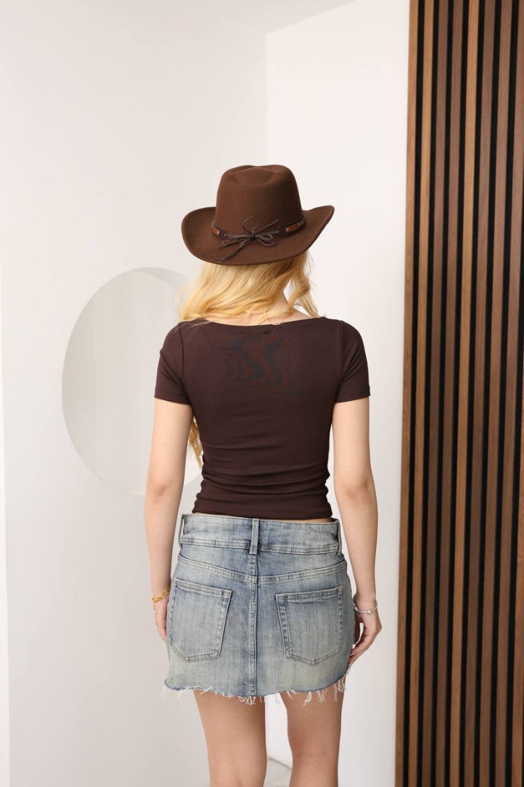 Premium Fit Acı Kahve Prenses Yaka Body