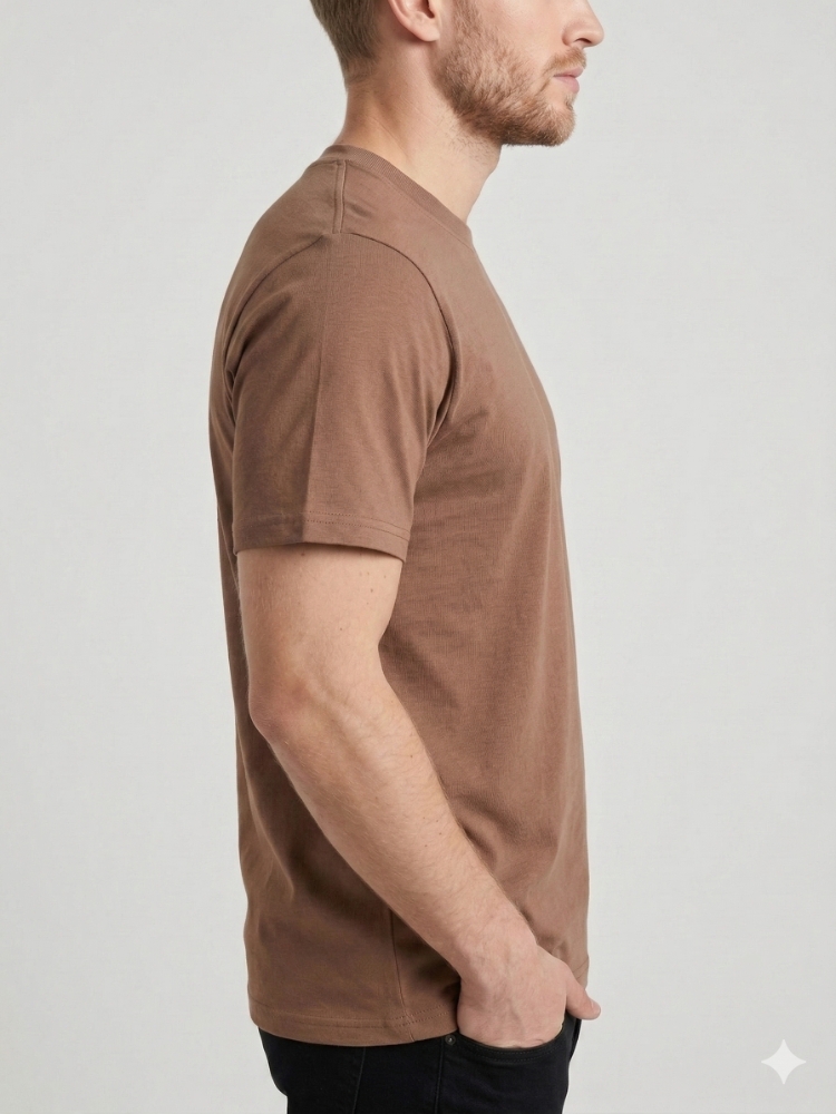 Premium Heavy Unisex Sütlü Kahve Basic Tişört