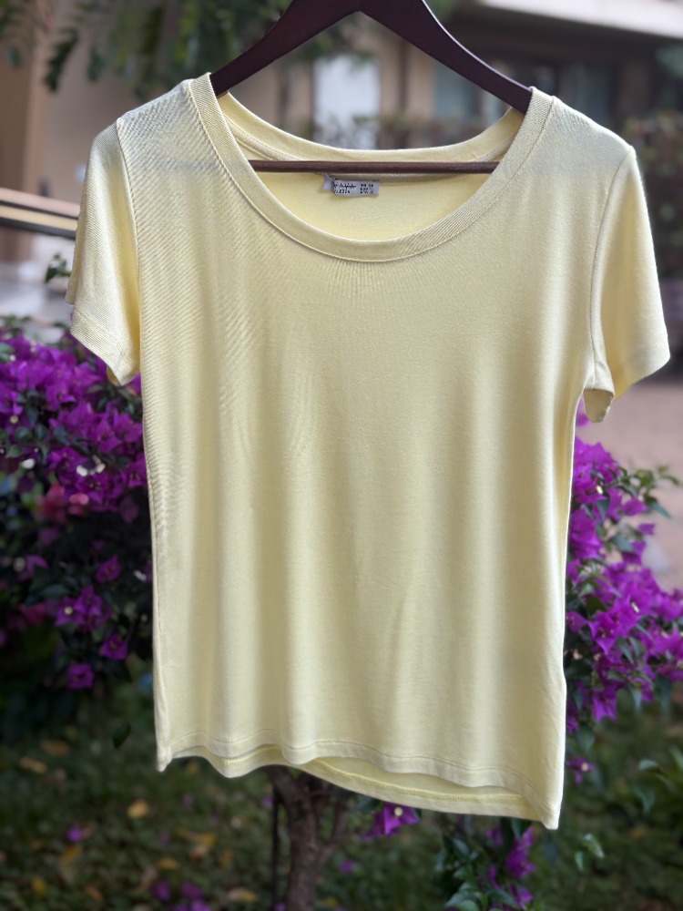 Premium Relax Fit Oval Yaka Tişört Sarı