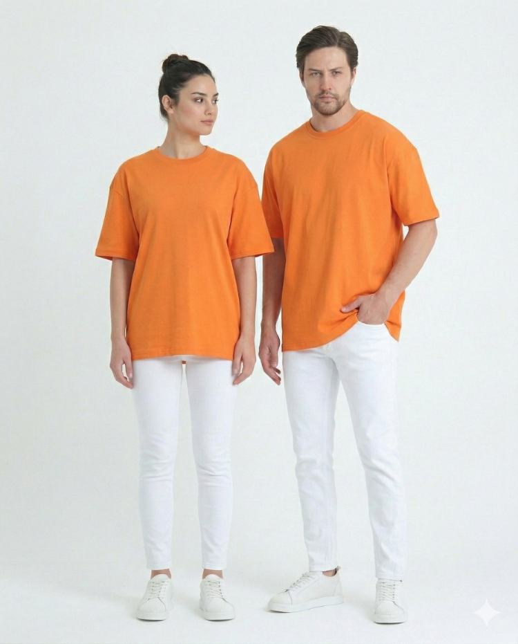 Premium Essential Unisex Turuncu Yarım Oversize Tişört