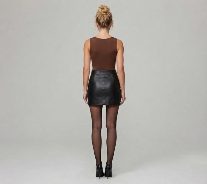 Premium Fit Kahverengi Kare Yaka Modal Kumaş Kolsuz Body