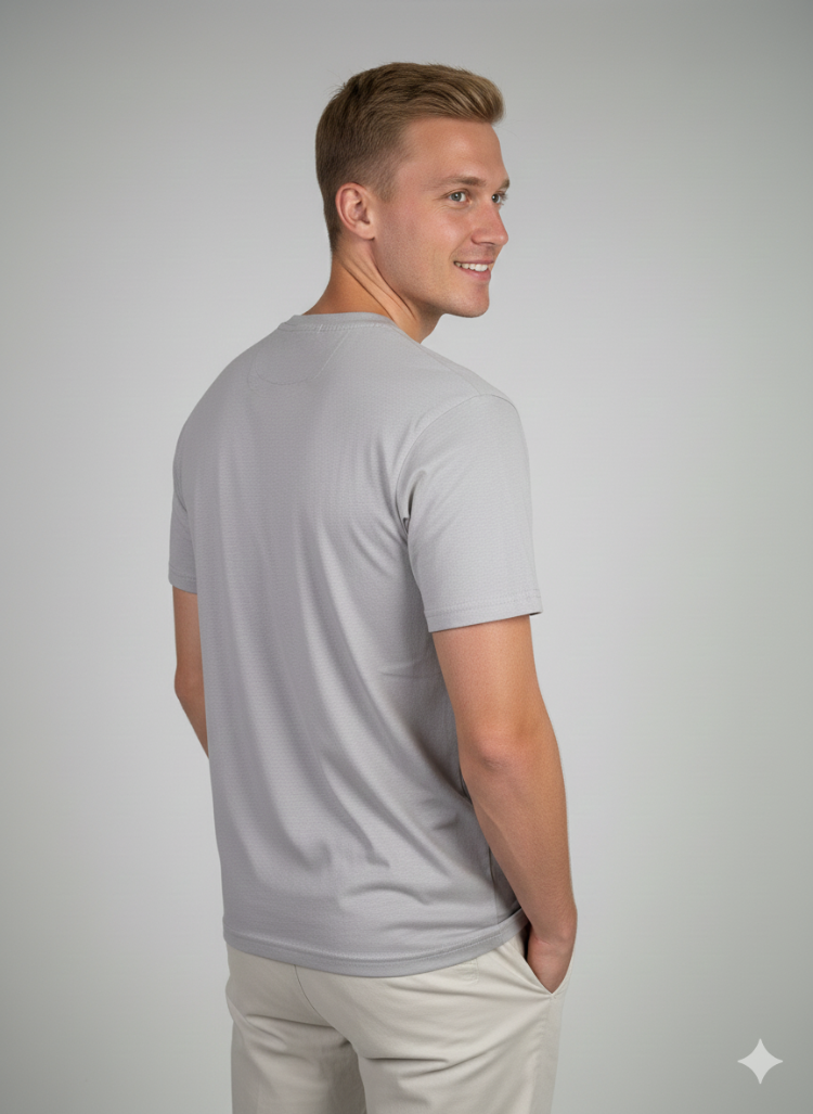 Premium Touch Erkek Gri Basic Tişört