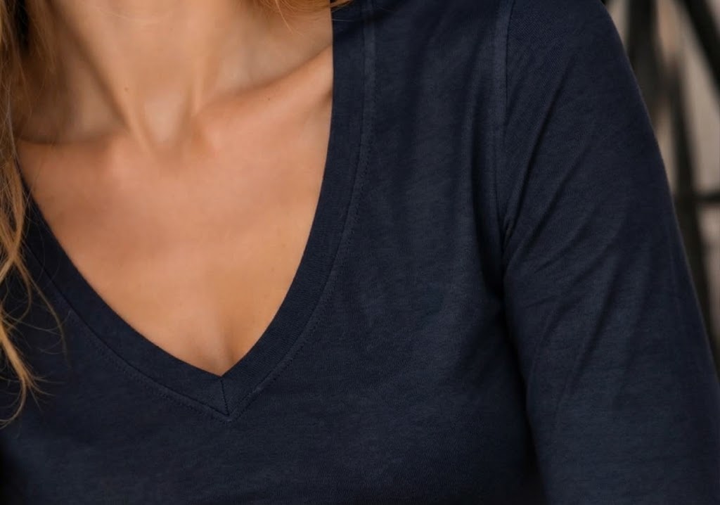 Premium Relax Fit V Yaka Uzun Kollu Tişört Lacivert