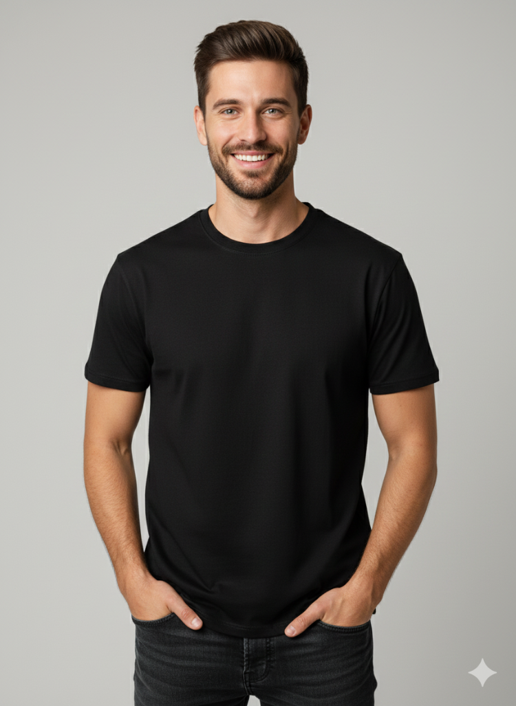 Premium Touch Unisex Siyah Basic Tişört