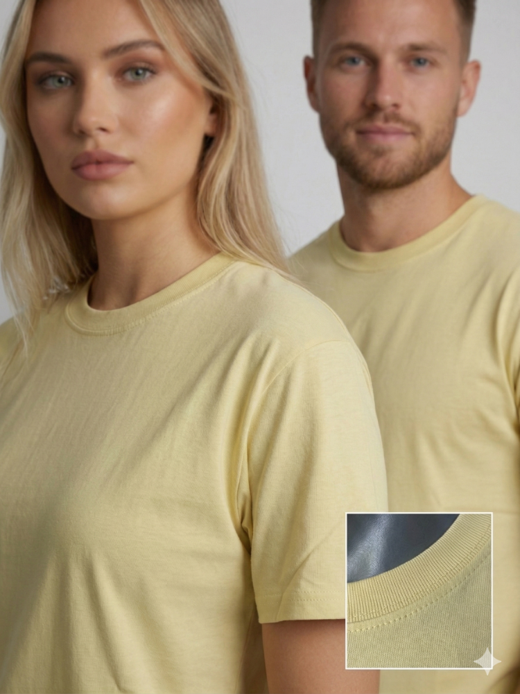 Premium Touch Unisex Sarı Basic Tişört