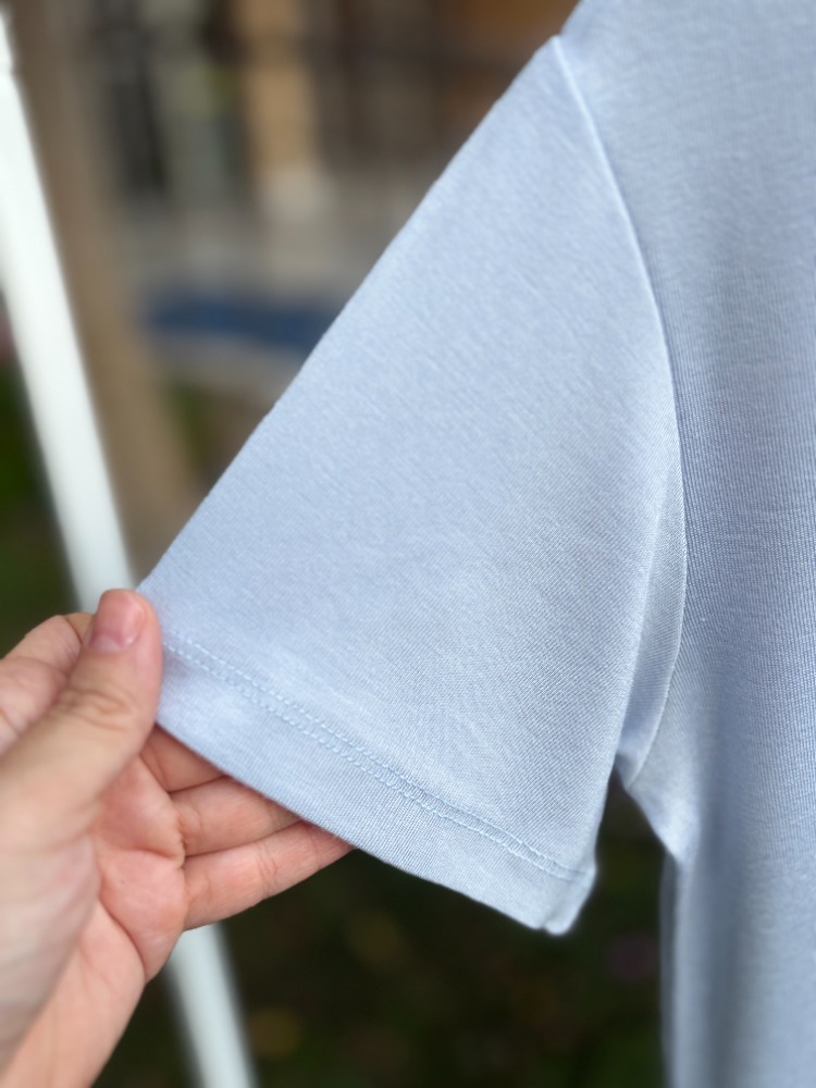 Premium Relax Fit V Yaka Tişört Açık Mavi