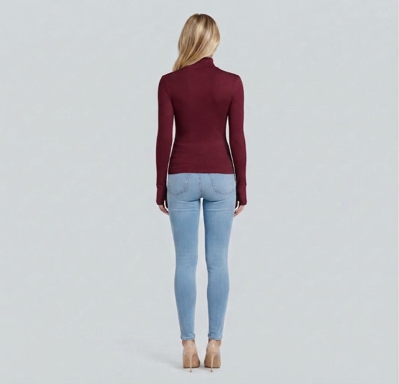 Premium Fit Uzun Kollu Çımalı Dik Yakalı Bordo Body
