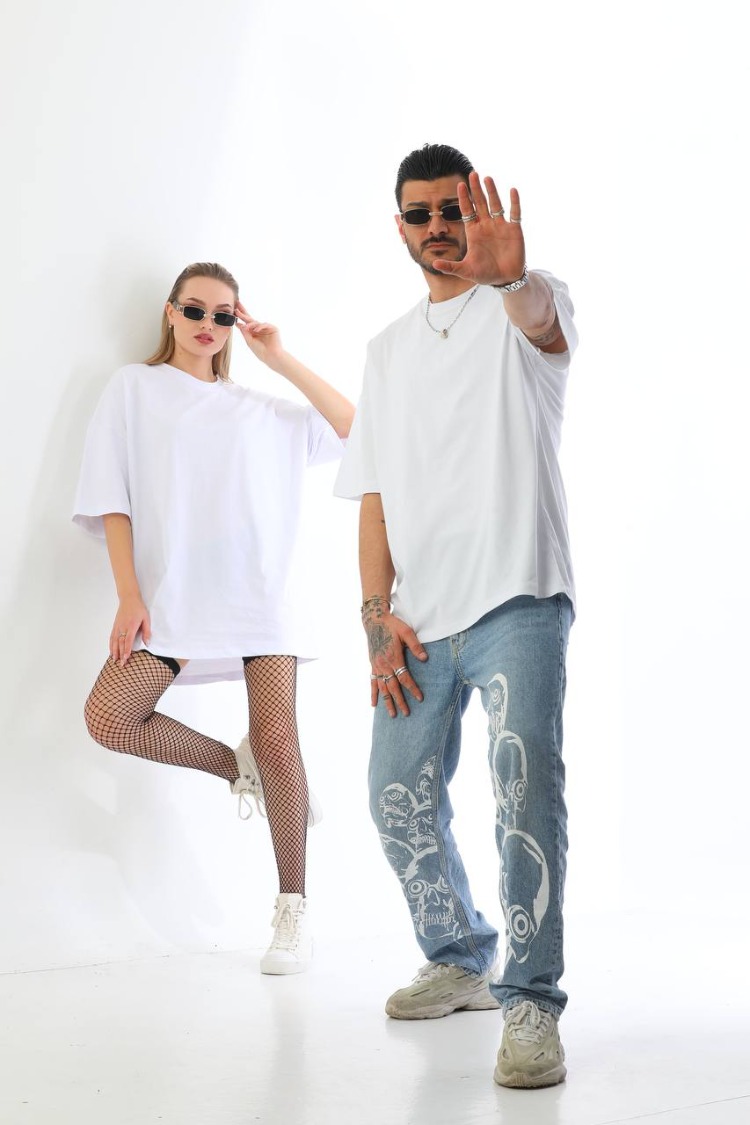 Premium Heavy Unisex Beyaz Oversize Tişört