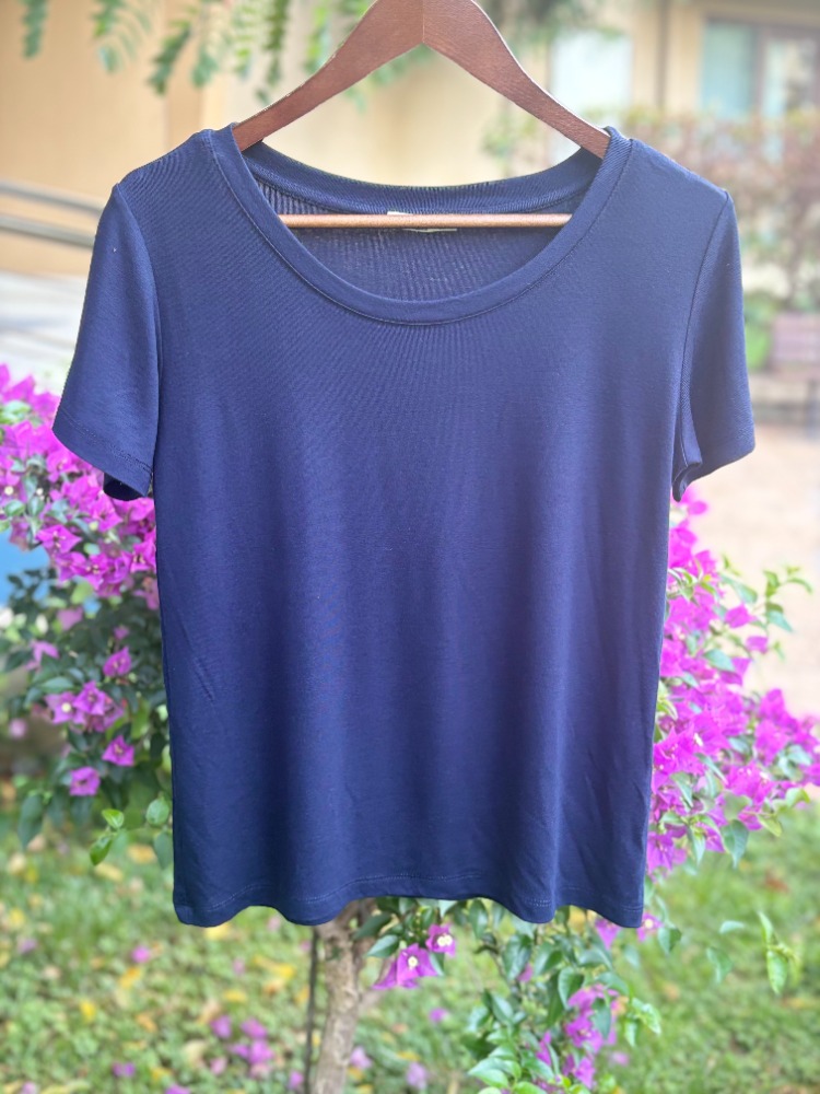 Premium Relax Fit Oval Yaka Tişört Lacivert
