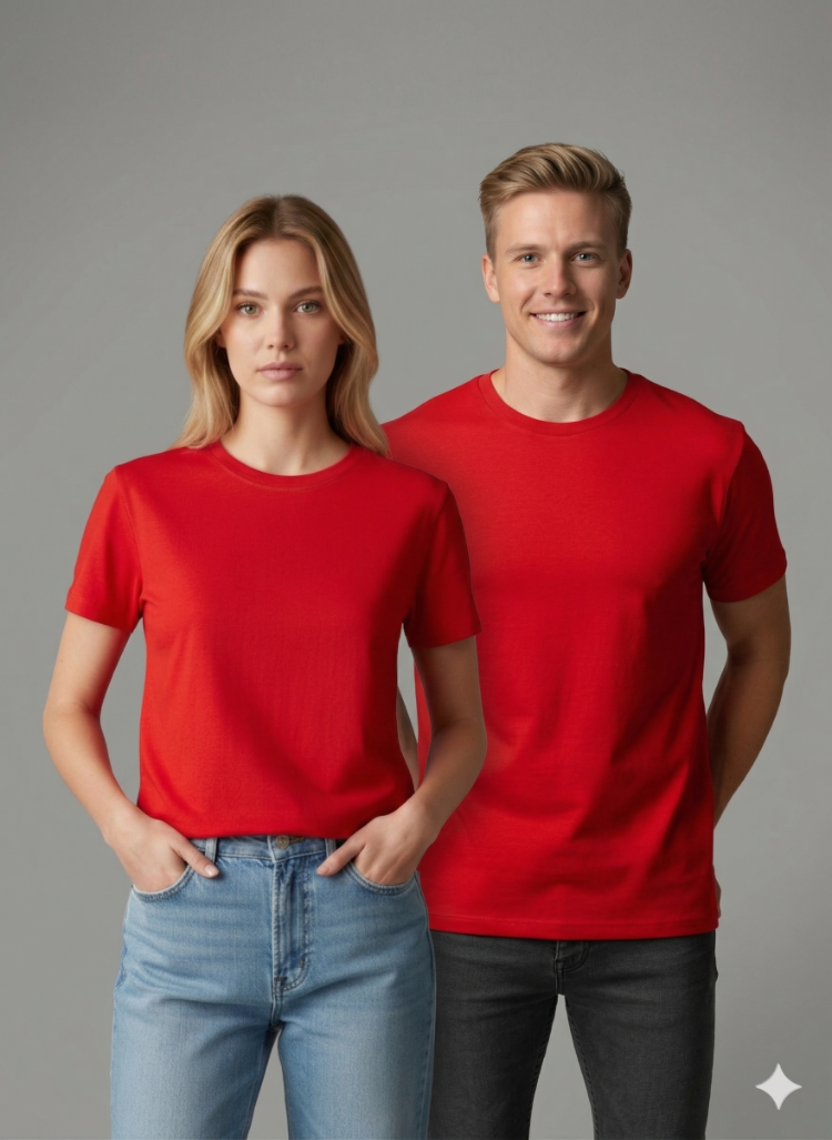 Premium Touch Unisex Kırmızı Basic Tişört