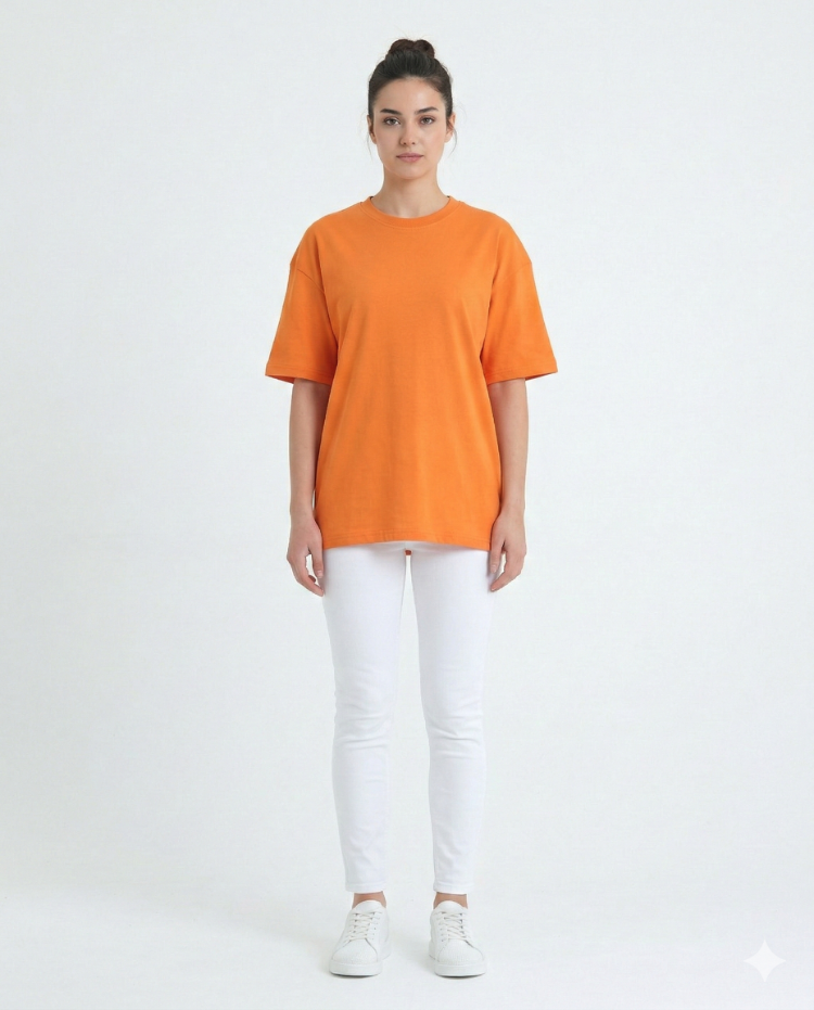 Premium Essential Unisex Turuncu Yarım Oversize Tişört
