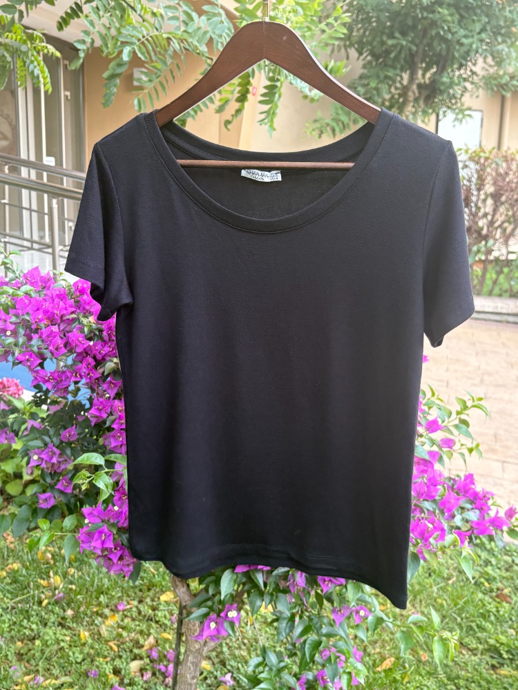 Premium Relax Fit Oval Yaka Tişört Siyah