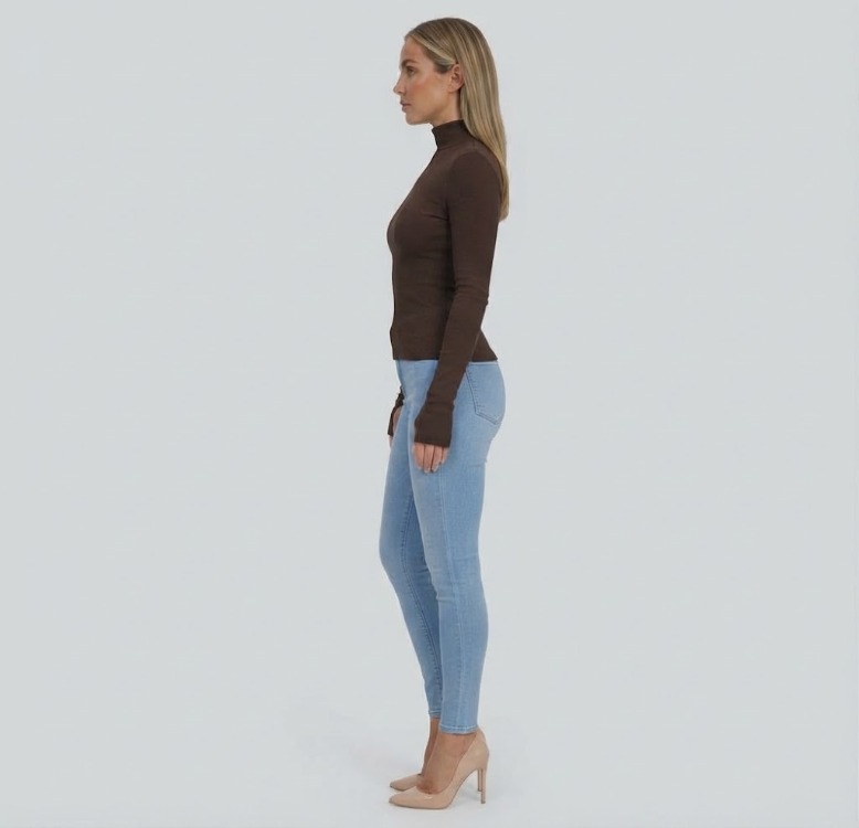 Premium Fit Uzun Kollu Çımalı Dik Yakalı Kahverengi Body