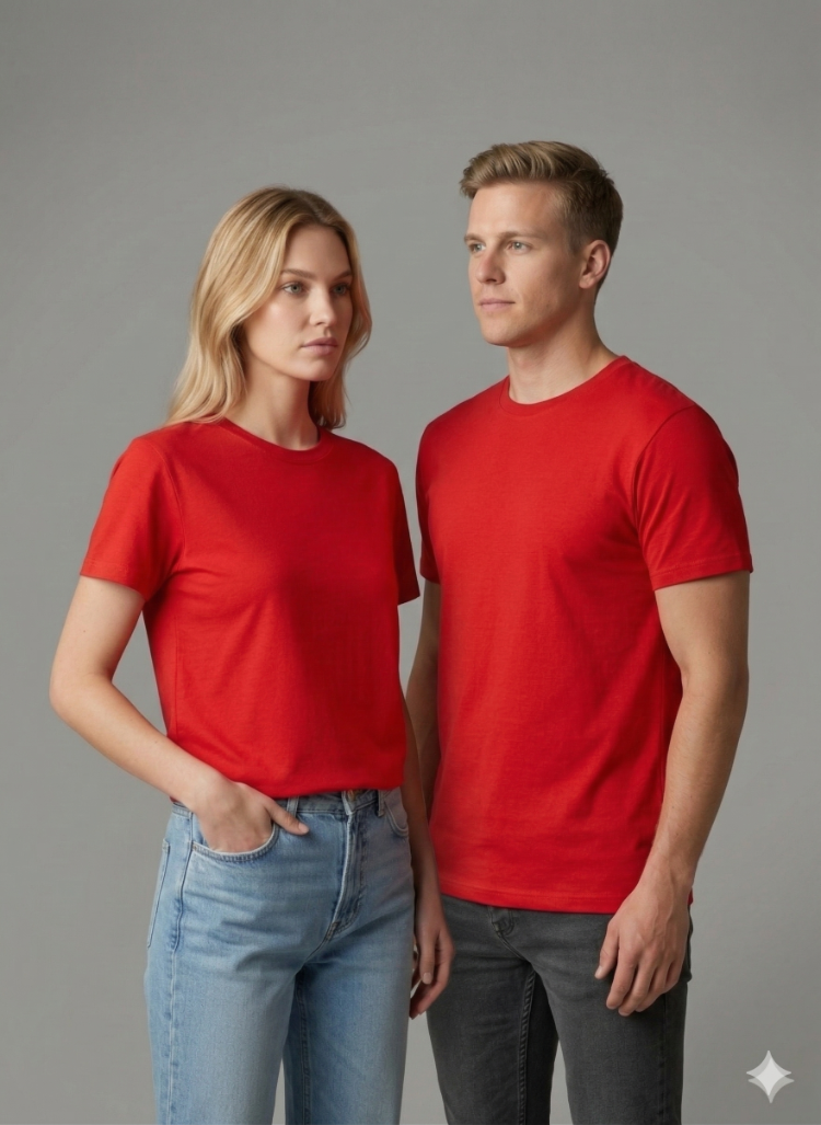 Premium Touch Unisex Kırmızı Basic Tişört