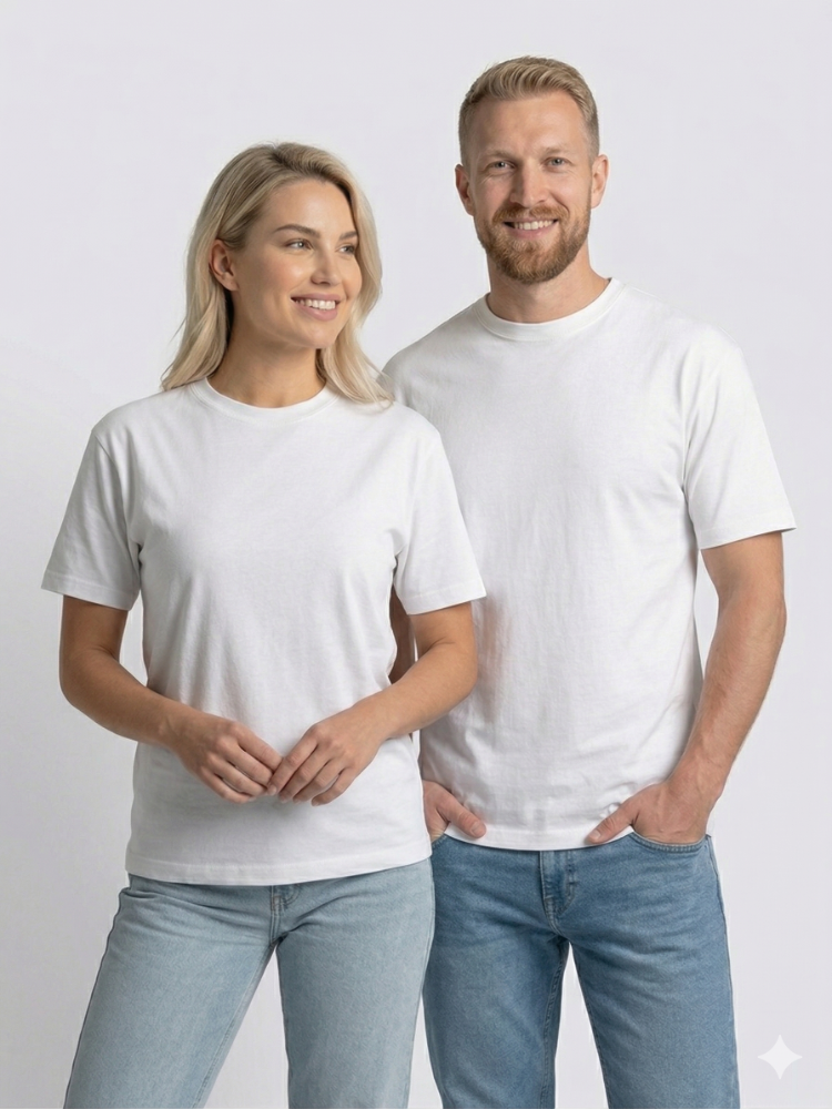 Premium Touch Unisex Beyaz Erkek Basic Tişört