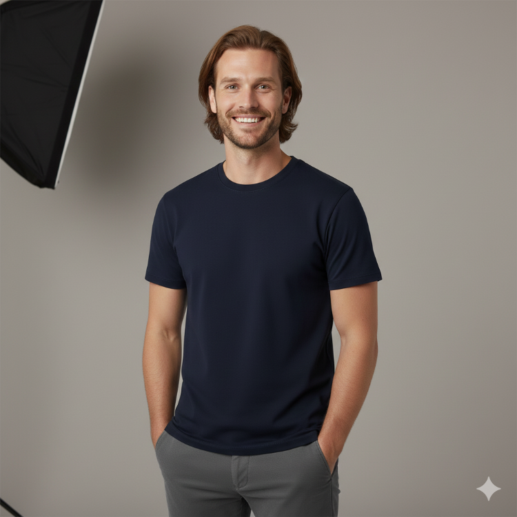 Premium Touch Unisex Koyu Lacivert Basic Tişört