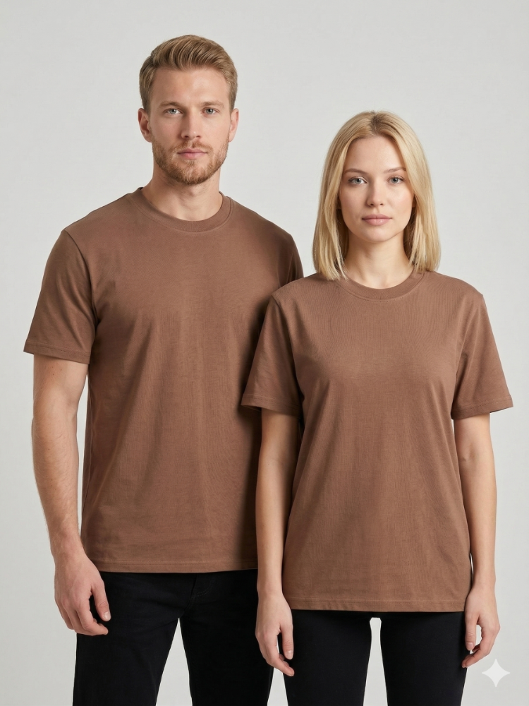 Premium Heavy Unisex Sütlü Kahve Basic Tişört