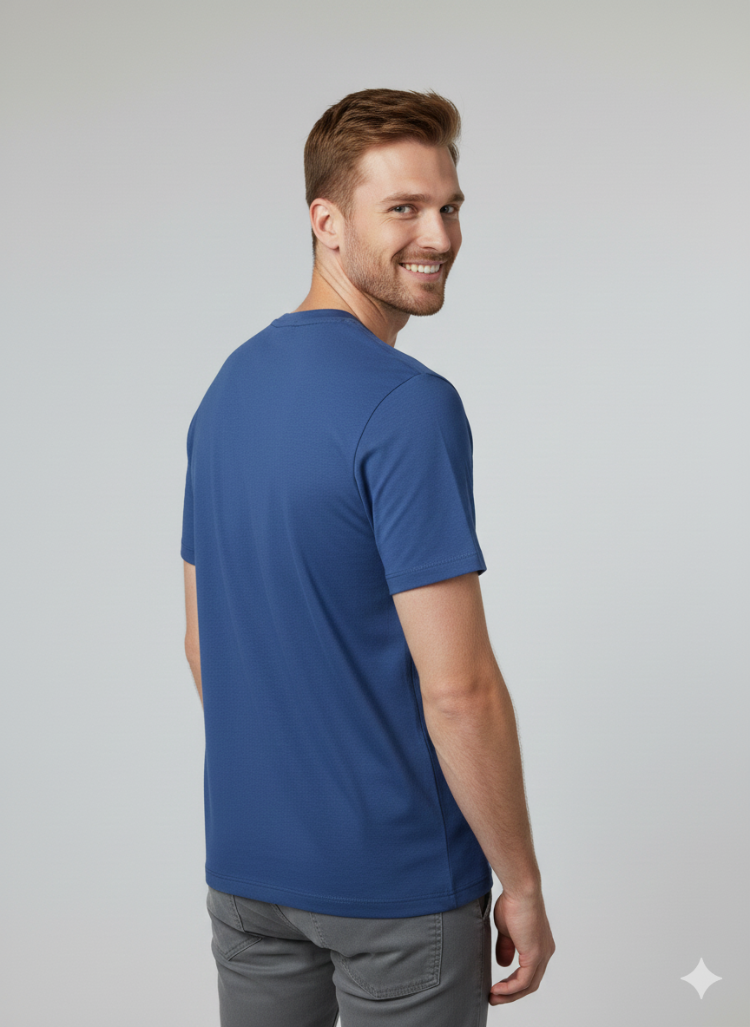 Premium Touch Mavi Erkek Basic Tişört