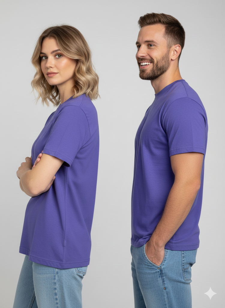 Premium Touch Unisex Mor Basic Tişört