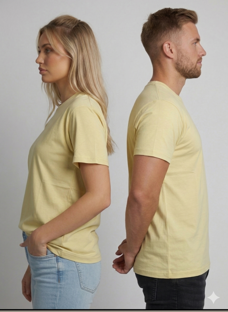 Premium Touch Unisex Sarı Basic Tişört