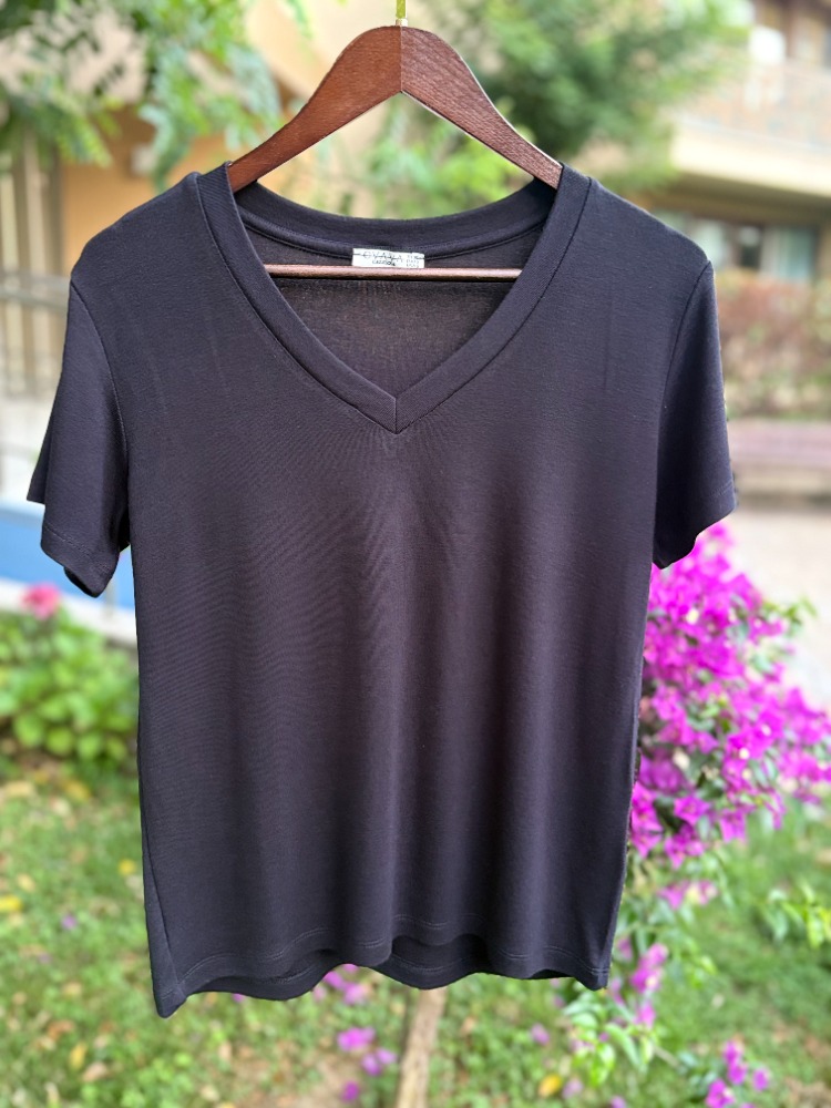 Premium Relax Fit V Yaka Tişört Siyah