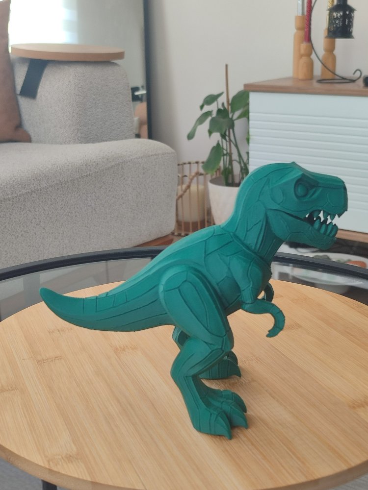 3D Baskı Low Poly T-Rex Dinozor Figürü - 20cm Yeşil Dekor Hediye