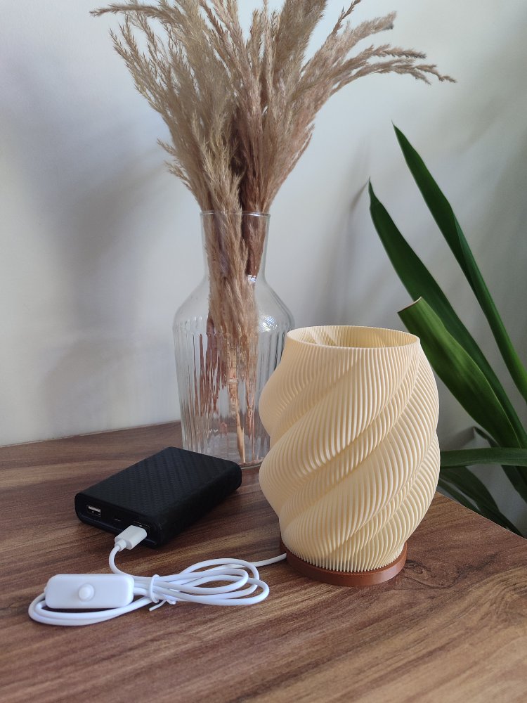 3D BASKILI SPİRAL GECE LAMBASI | USB LEDLİ DEKORATİF MASA LAMBASI