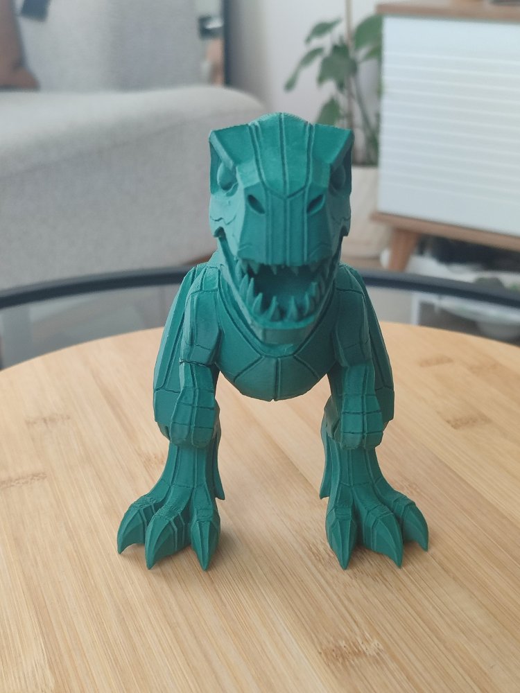 3D Baskı Low Poly T-Rex Dinozor Figürü - 20cm Yeşil Dekor Hediye