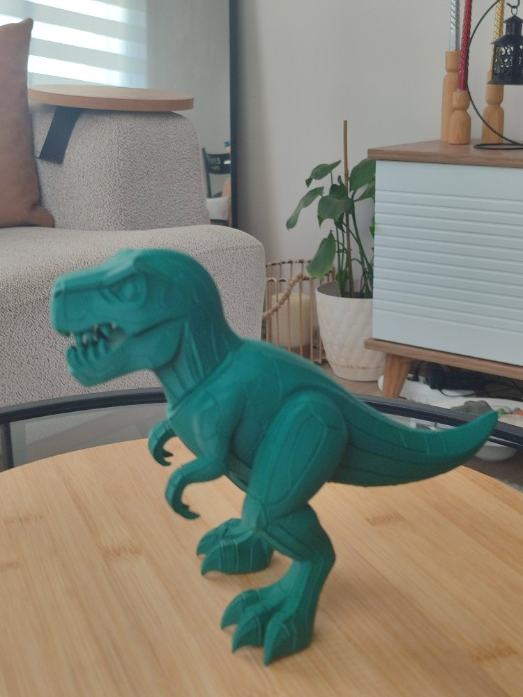 3D Baskı Low Poly T-Rex Dinozor Figürü - 20cm Yeşil Dekor Hediye