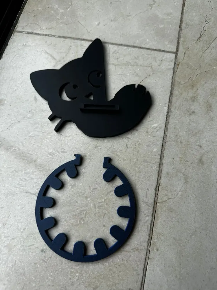 Siyah Kedi Tasarımlı Dekoratif Perde Tutucu ve Bağı