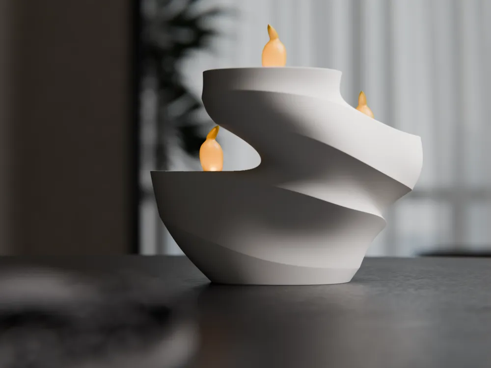 Modern Dalgalı 3'lü Tealight Mumluk | Heykelsi Masaüstü Dekorasyon
