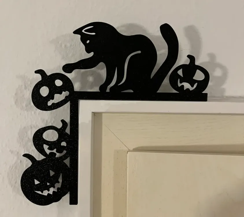 Halloween Kedi Kapı Köşe Dekoru – Siyah Kedi Kapı Pervazı Süsü
