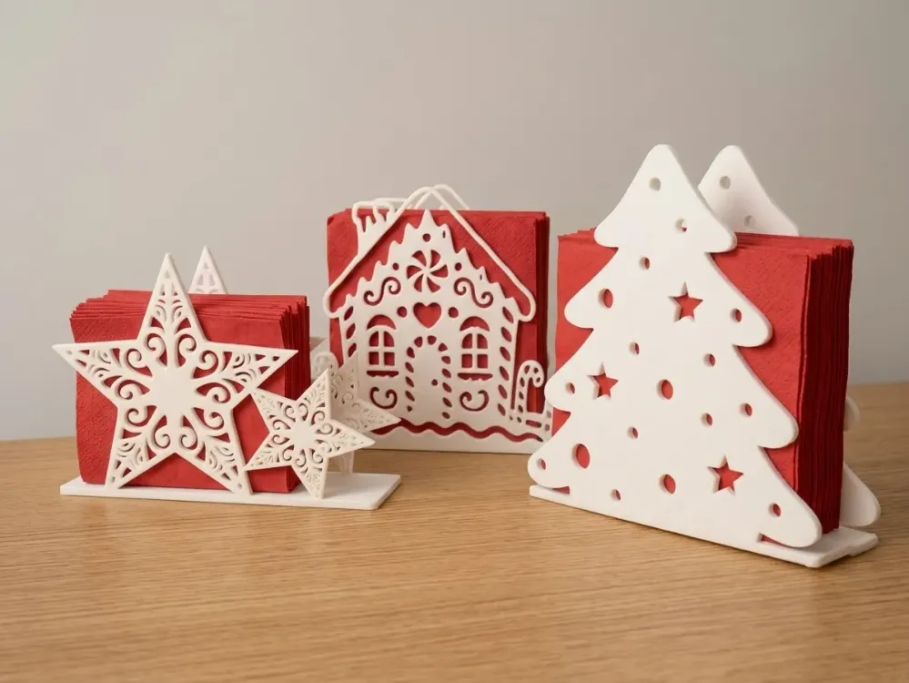 3’lü Yılbaşı Temalı Dekoratif Peçetelik Seti – Christmas Sofra Dekoru