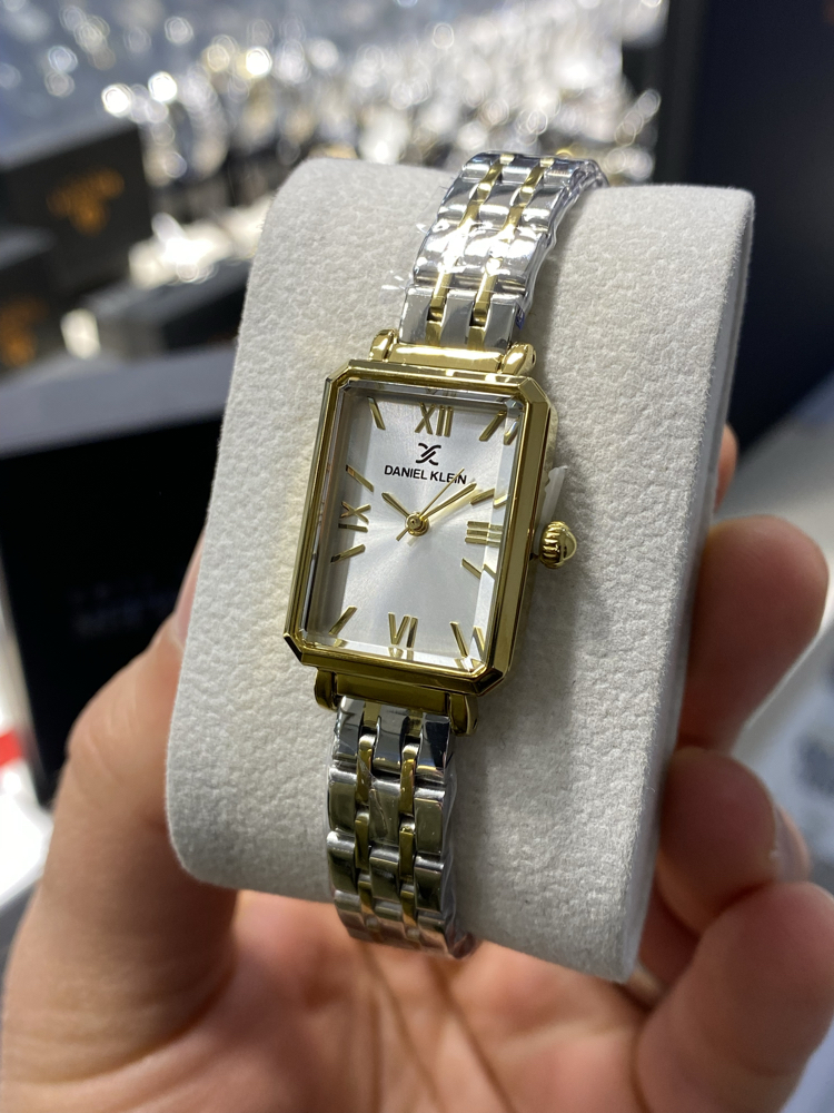 Daniel Klein Premium Kadın Kol Saati Kare Beyaz Gold