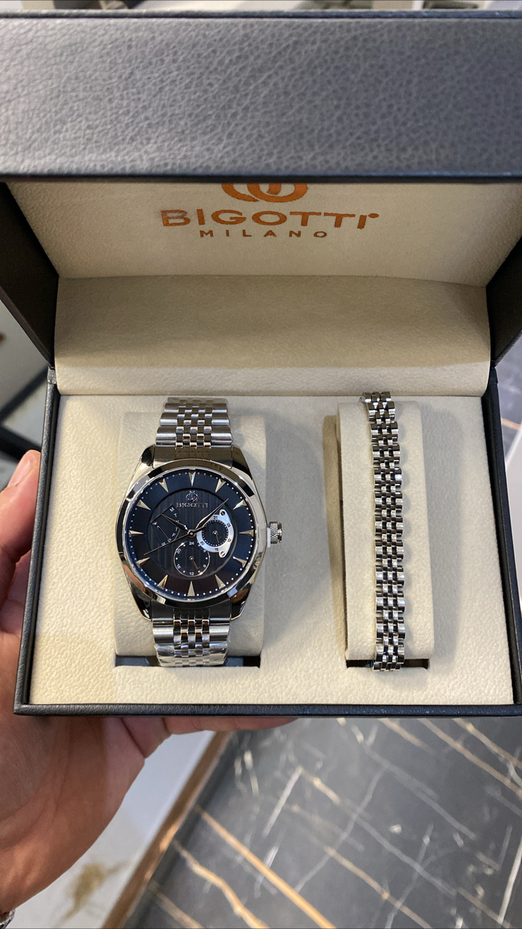 Bigotti Milano Çelik Bileklikli Kol Saati Seti