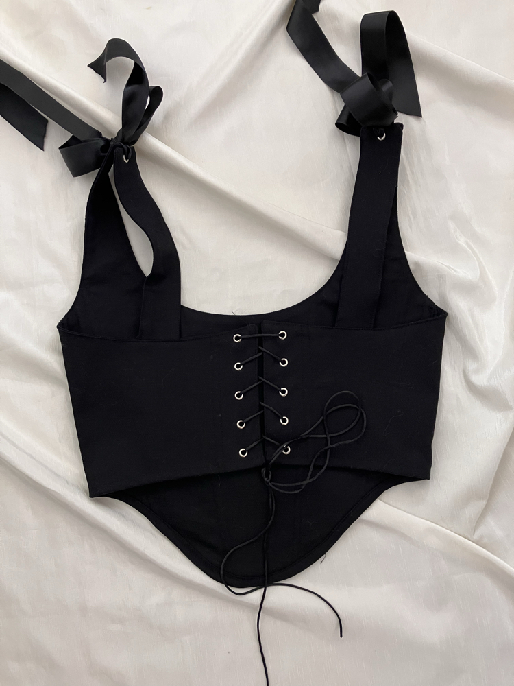 Siyah Gabardin Korse
