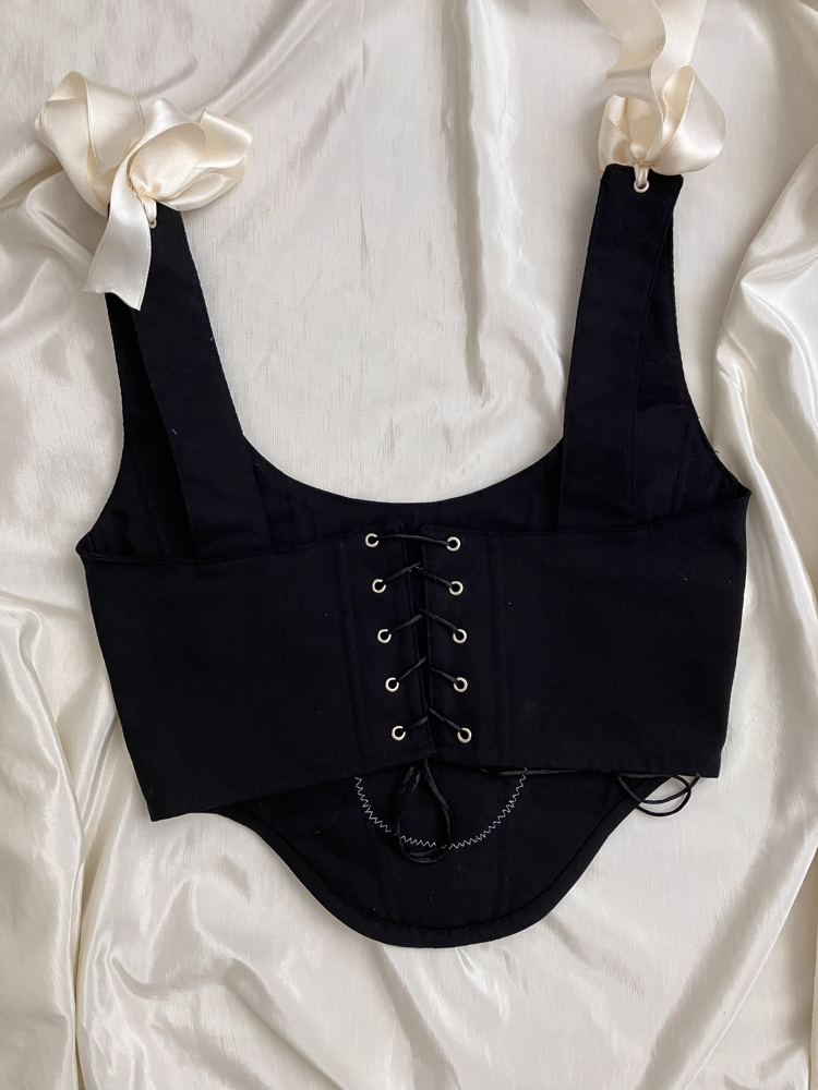 Siyah Gabardin Tablo Korse