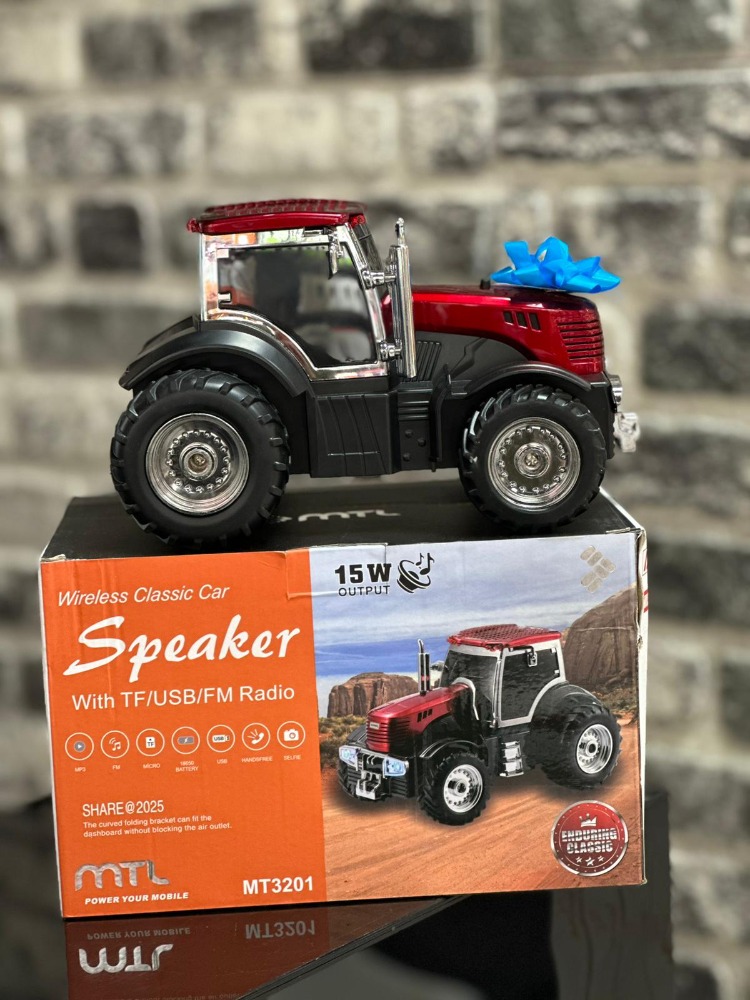 Şarjlı Nostaljik Traktör Tasarımlı Usb/Aux Çıkışlı Fm Radyolu Bluetooth Hoparlör Speaker