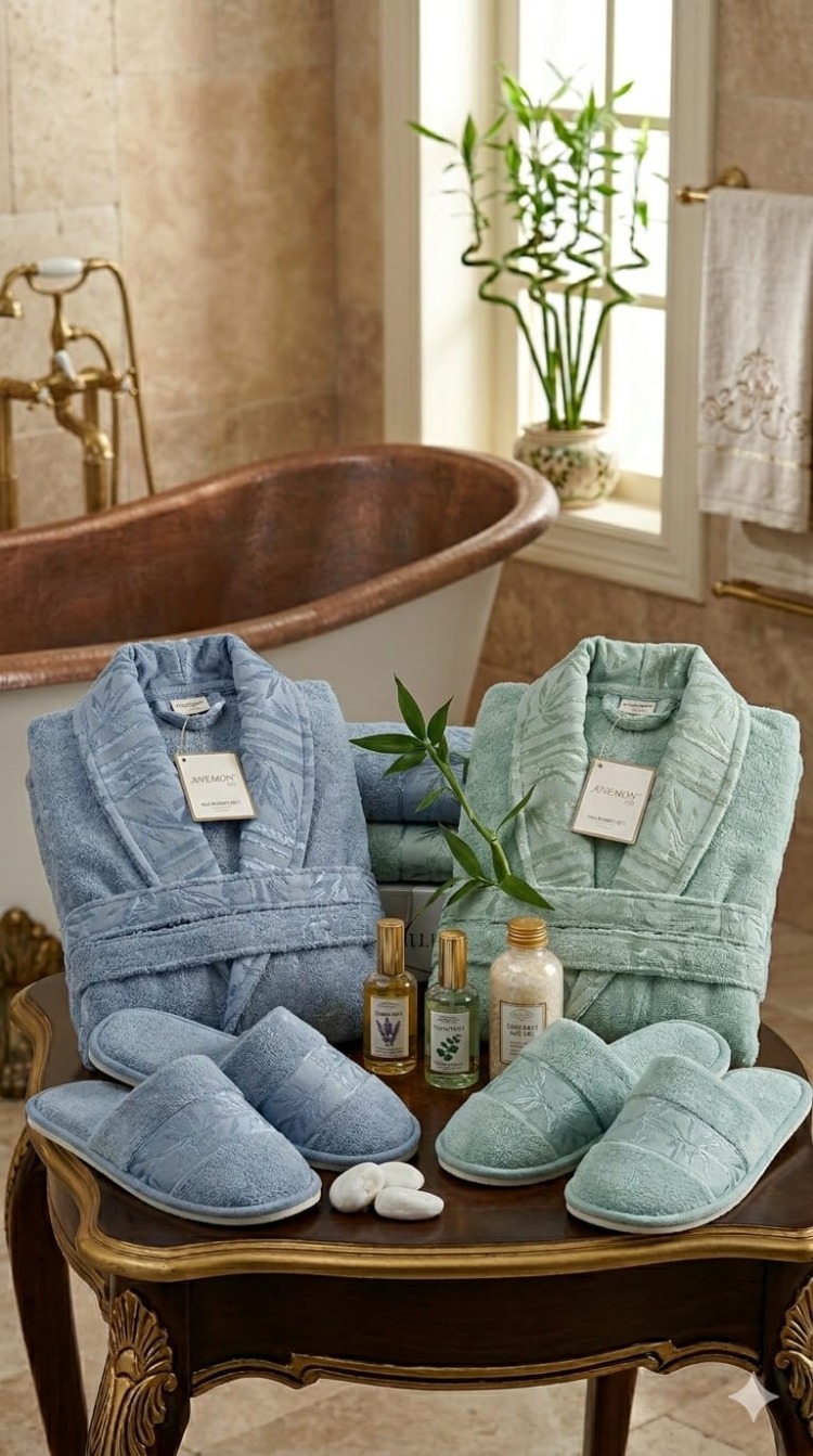 HOME COLLECTION ANEMON LIFE BAMBOO AİLE BORNOZ SETİ