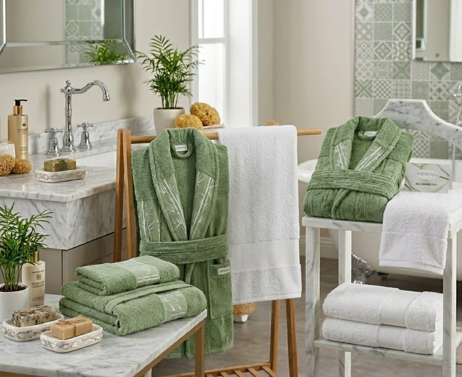 HOME COLLECTION ANEMON LIFE BAMBOO AİLE BORNOZ SETİ