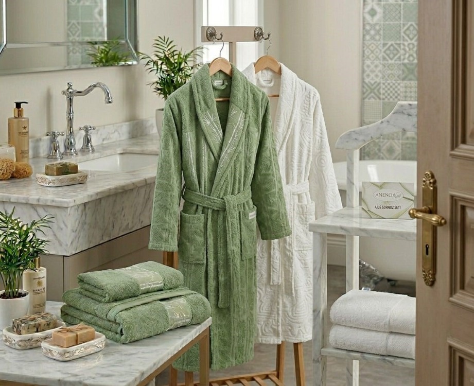 HOME COLLECTION ANEMON LIFE BAMBOO AİLE BORNOZ SETİ
