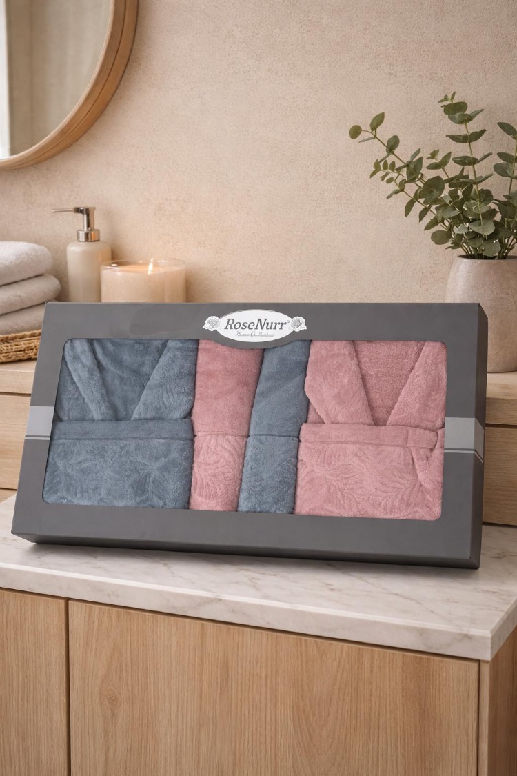 HOME COLLECTION ROSENURR AİLE BORNOZ SETİ