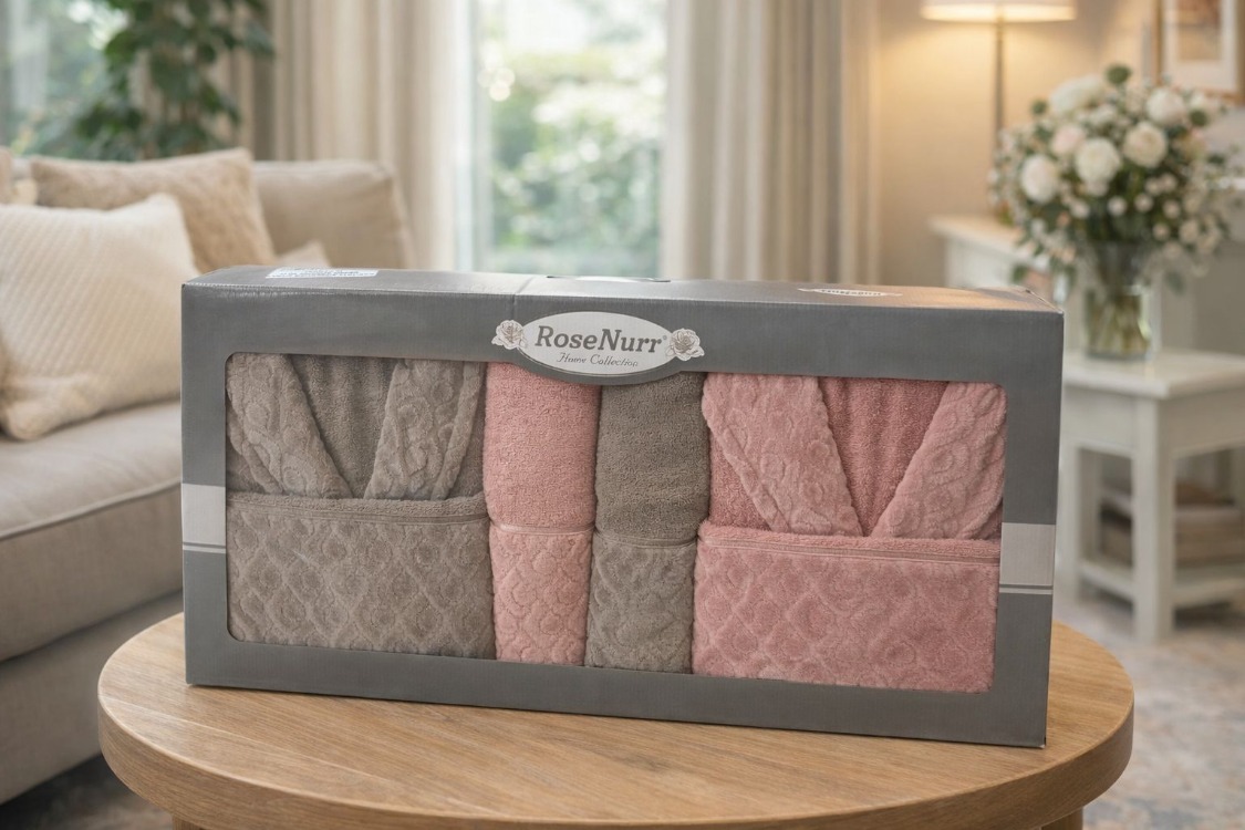 HOME COLLECTION ROSENURR AİLE BORNOZ SETİ
